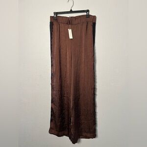 Anthropologie Wide-Leg Pants in Brown with Black Trim